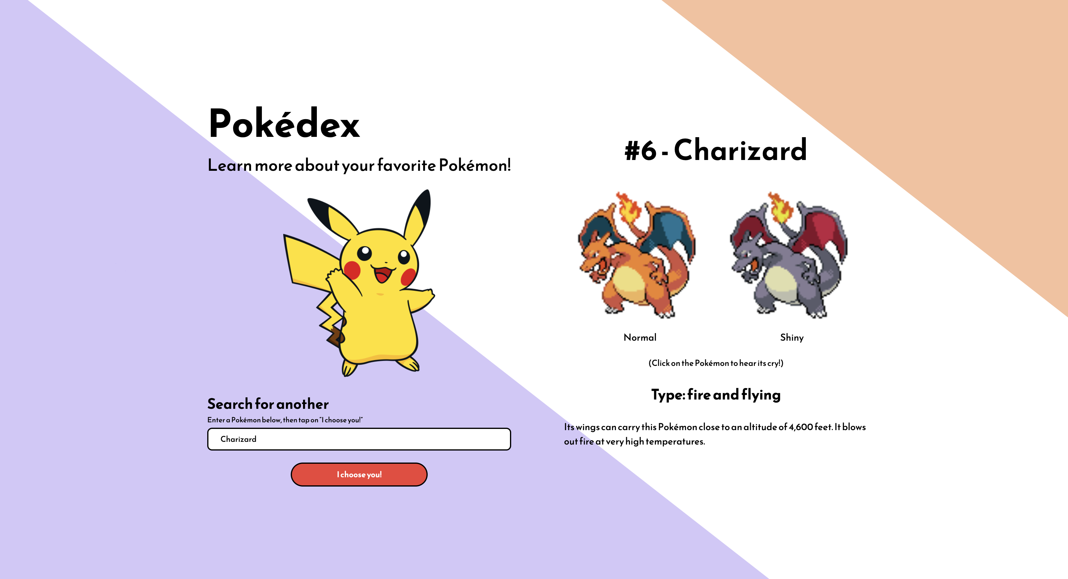 Pokedex app screen